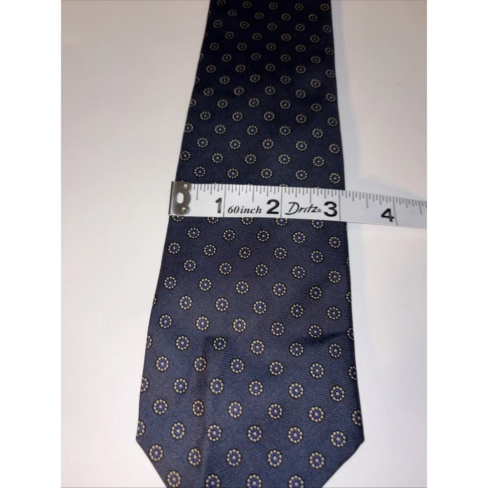 Brooks Brothers Men's Woven Silk Tie Navy Light Blue Floral Flower Designer
